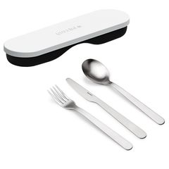 Набор столовых приборов в футляре On The Go, белый, 3 шт., Guzzini, фото 