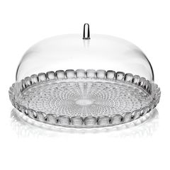 Блюдо сервировочное с крышкой Tiffany, 30 см, серое, Guzzini, фото 