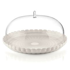 Блюдо сервировочное с крышкой Tiffany, 36 см, молочно-белое, Guzzini, фото 