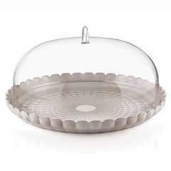 Подставка для торта с крышкой Tiffany, ?36 см, серо-бежевая, Guzzini, фото 