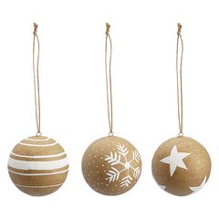 Набор елочных шаров из папье-маше Zero waste из коллекции New Year Essential, 3 шт., Tkano, фото 