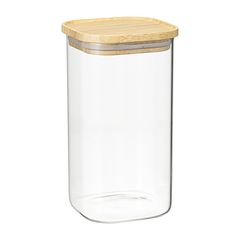 Банка для хранения квадратная Glass Bamboo, 1,4 л, Smart Solutions, фото 