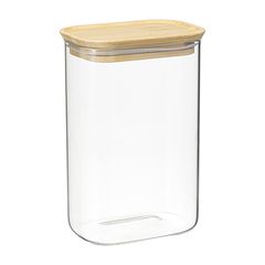 Банка для хранения прямоугольная Glass Bamboo, 1,3 л, Smart Solutions, фото 