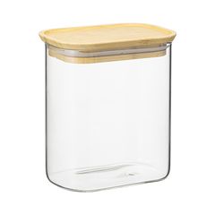 Банка для хранения прямоугольная Glass Bamboo, 950 мл, Smart Solutions, фото 