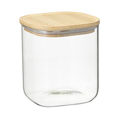 Банка для хранения квадратная Glass Bamboo, 1,5 л, Smart Solutions, фото 