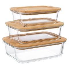 Набор контейнеров для запекания и хранения Eco Store с крышками из бамбука, 3 шт., Smart Solutions, фото 