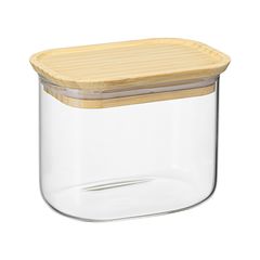 Банка для хранения прямоугольная Glass Bamboo, 600 мл, Smart Solutions, фото 