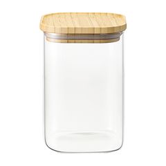 Банка для хранения квадратная Glass Bamboo, 1,1 л, Smart Solutions, фото 