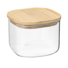 Банка для хранения квадратная Glass Bamboo,1 л, Smart Solutions, фото 