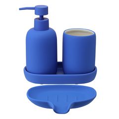 Набор ванных принадлежностей с подставкой Flow, синий индиго, 4 пред., Bergenson Bjorn Bath, фото 