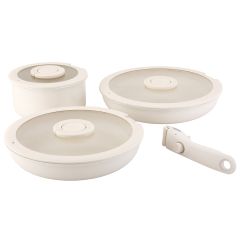 Набор посуды для приготовления со съемной ручкой Smart Ceramic, 7 предметов, цвета топленого молока, Smart Solutions, фото 