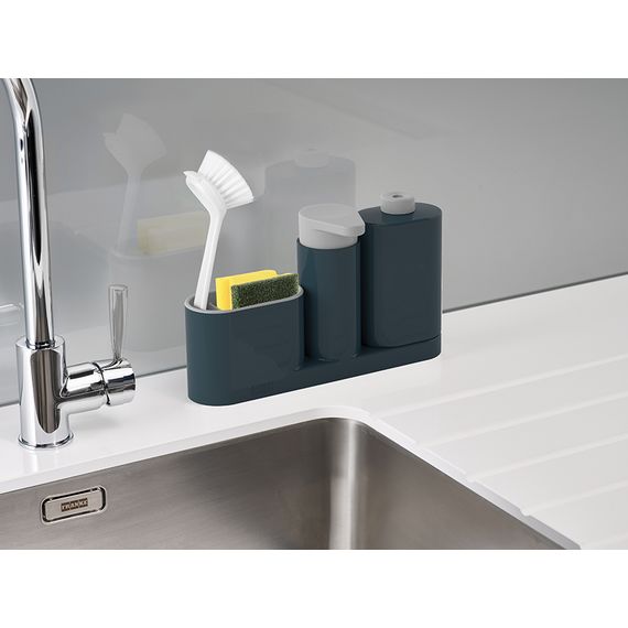 Органайзер для раковины с дозатором для мыла и бутылочкой SinkBase Plus серый, Joseph Joseph, фото , изображение 7