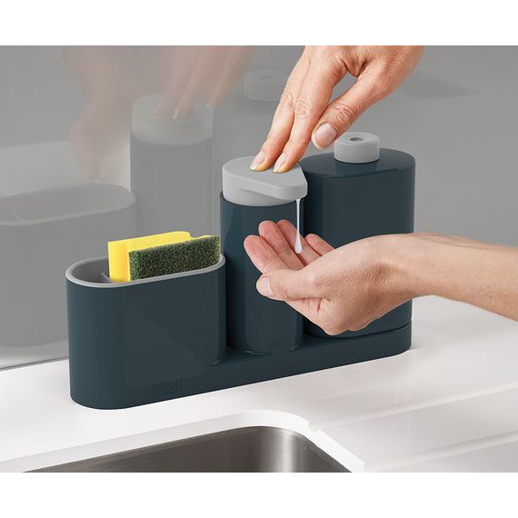 Органайзер для раковины с дозатором для мыла и бутылочкой SinkBase Plus серый, Joseph Joseph, фото , изображение 4