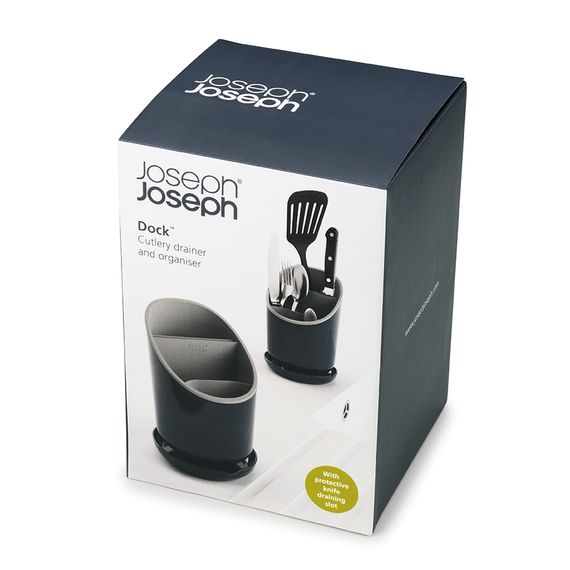 Сушилка для столовых приборов со сливом Dock™ серая, Joseph Joseph, фото , изображение 5