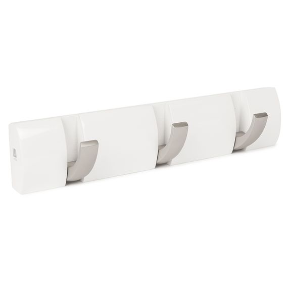 Вешалка настенная горизонтальная Flip 3 крючка белая, Umbra, фото , изображение 3