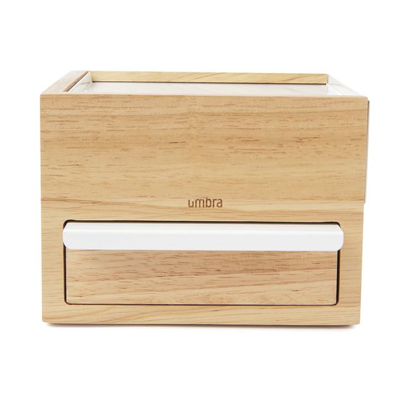 Шкатулка для украшений Stowit Mini белая-дерево, Umbra, фото , изображение 7