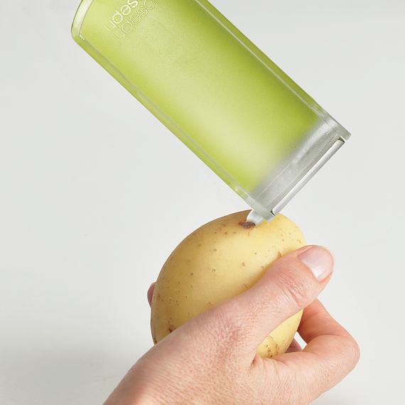Овощечистка с горизонтальным гладким лезвием и емкостью для очисток PeelStore зеленая, Joseph Joseph, фото , изображение 8