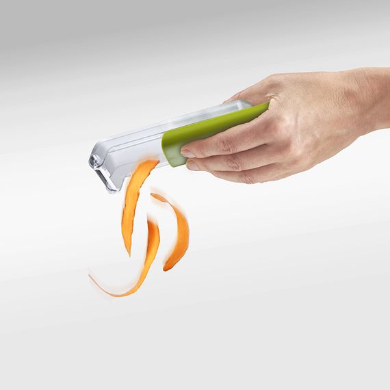Овощечистка с горизонтальным гладким лезвием и емкостью для очисток PeelStore зеленая, Joseph Joseph, фото , изображение 7