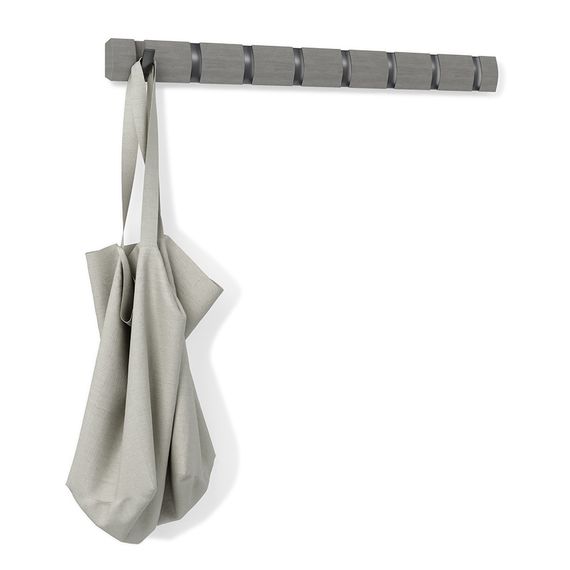 Вешалка настенная горизонтальная FLIP 8 крючков серая, олово, Umbra, фото , изображение 5