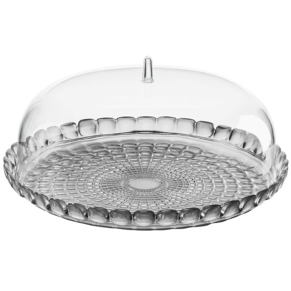 Блюдо сервировочное с крышкой Tiffany, 35 см, серое, Guzzini, фото 