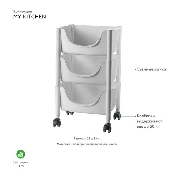 Полки для хранения овощей My Kitchen, серые, Guzzini, фото , изображение 2