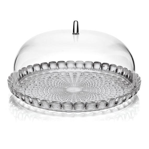 Блюдо сервировочное с крышкой Tiffany, 30 см, серое, Guzzini, фото 