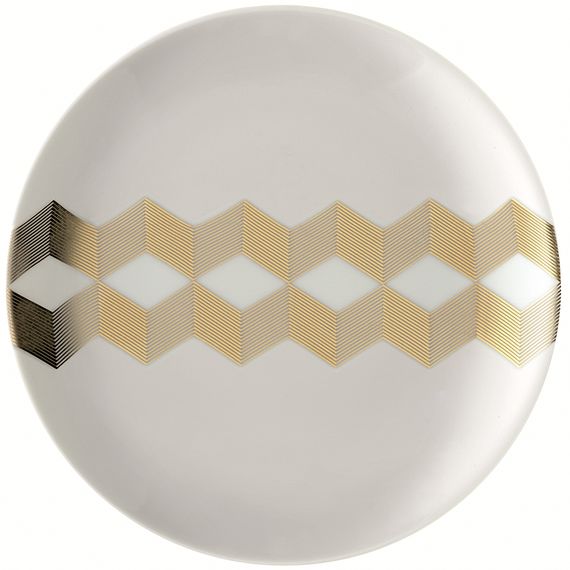 Набор из 4 блюдец Signature Chevron D16cm, золото, LSA International, фото , изображение 5