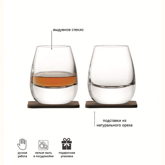Набор из 2 стаканов Islay Whisky с деревянными подставками 250 мл, LSA International, фото , изображение 4