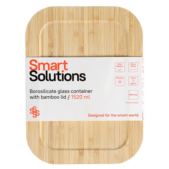 Контейнер для запекания и хранения с крышкой из бамбука, 1520 мл, Smart Solutions, фото , изображение 3