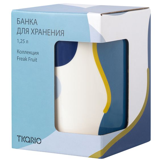 Банка для хранения синего цвета с авторским принтом из коллекции Freak Fruit, 1,25л, Tkano, фото , изображение 6