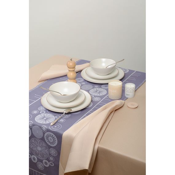 Дорожка из хлопка фиолетово-серого цвета с рисунком Ледяные узоры, New Year Essential, 53х150см, Tkano, фото , изображение 2