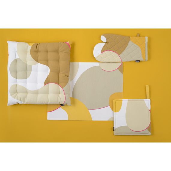 Прихватка-варежка из хлопка горчичного цвета с авторским принтом из коллекции Freak Fruit, 33х17,5 см, Tkano, фото , изображение 3