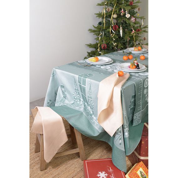 Скатерть из хлопка зеленого цвета с рисунком Щелкунчик из коллекции New Year Essential, 180х180см, Tkano, фото , изображение 4