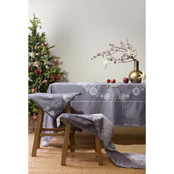 Салфетка из хлопка фиолетово-серого цвета с рисунком Ледяные узоры, New Year Essential, 53х53см, Tkano, фото , изображение 6