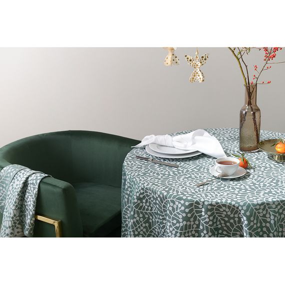 Скатерть из хлопка зеленого цвета с рисунком Спелая смородина, Scandinavian touch, 180х260см, Tkano, фото , изображение 3