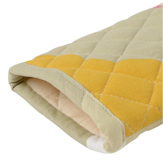 Прихватка-варежка из хлопка горчичного цвета с авторским принтом из коллекции Freak Fruit, 33х17,5 см, Tkano, фото , изображение 2