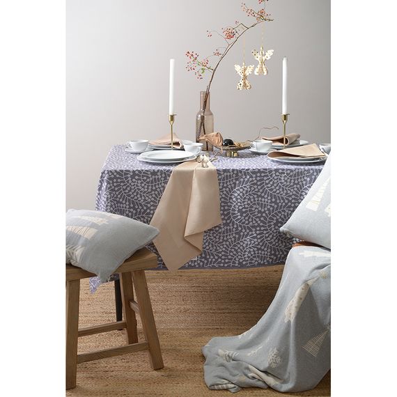 Скатерть из хлопка фиолетово-серого цвета с рисунком Спелая смородина, Scandinavian touch, 180х260см, Tkano, фото , изображение 2