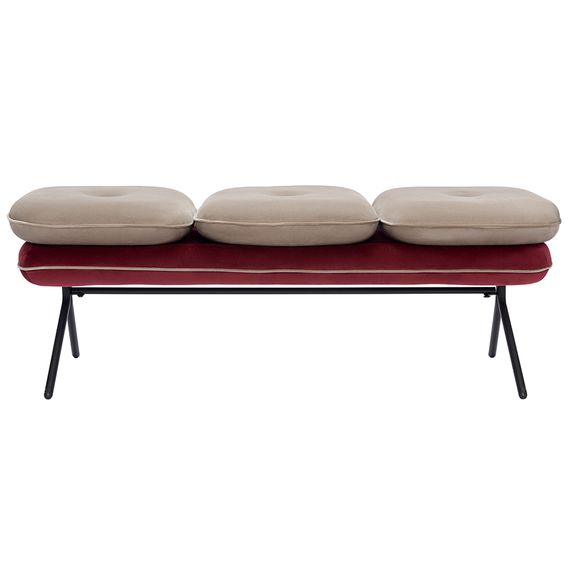 Банкетка Pea, велюр, бежевая/бордовая, Bergenson Bjorn, фото , изображение 2