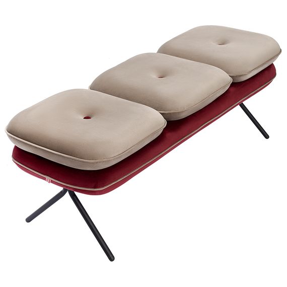 Банкетка Pea, велюр, бежевая/бордовая, Bergenson Bjorn, фото , изображение 3