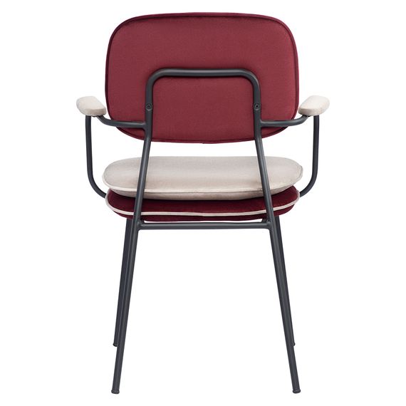 Стул с подлокотниками и контрастным кантом Pea, велюр, бордовый/бежевый, Bergenson Bjorn, фото , изображение 4