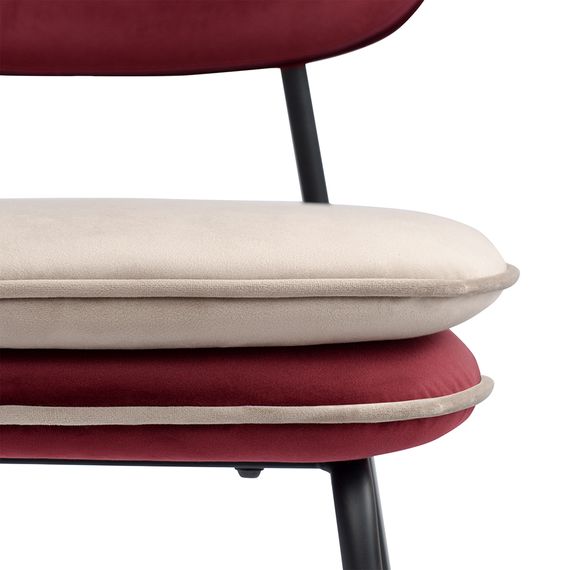 Стул с контрастным кантом Pea, велюр, бордовый/бежевый, Bergenson Bjorn, фото , изображение 6
