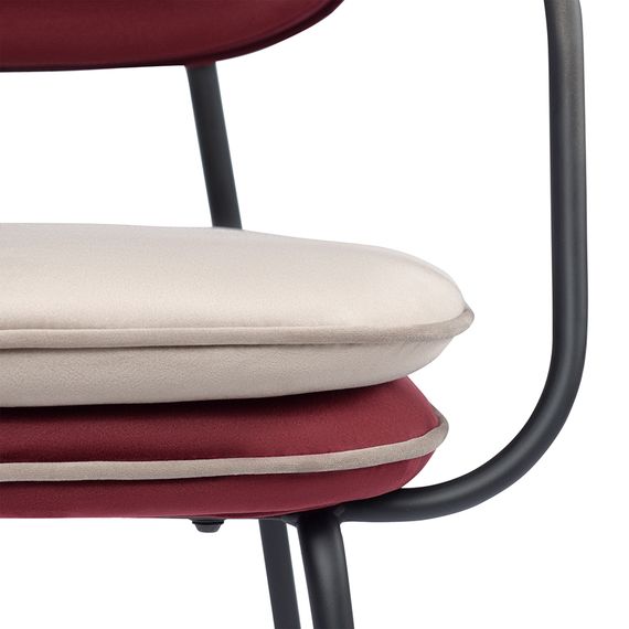 Стул с подлокотниками и контрастным кантом Pea, велюр, бордовый/бежевый, Bergenson Bjorn, фото , изображение 6
