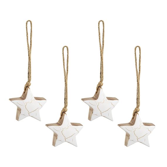 Набор елочных украшений Marble stars из коллекции New Year Essential, 4 шт., Tkano, фото 