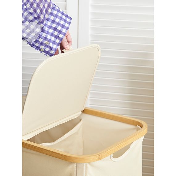 Корзина для белья с двумя отделениями Neat Twin, 53,5х33х53 см, молочная, Smart Solutions, фото , изображение 7
