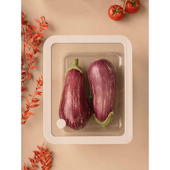 Контейнер для запекания и хранения стеклянный с вакуумным эффектом, 2,6 л, светло-серый, Smart Solutions, фото , изображение 4