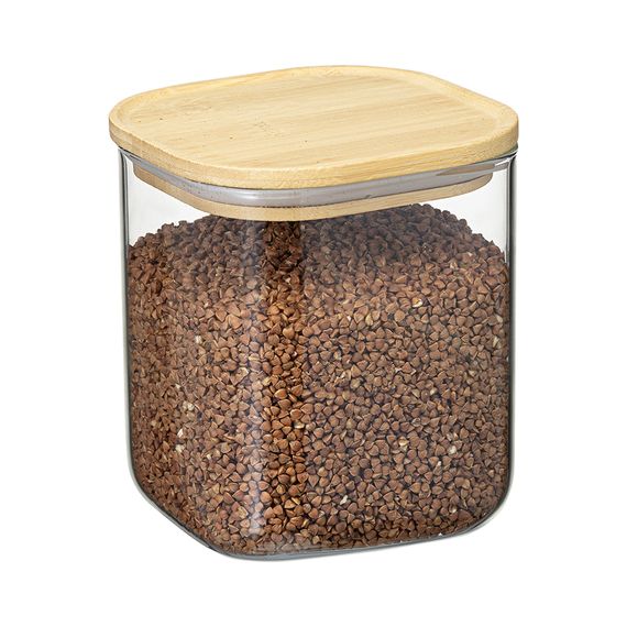 Банка для хранения квадратная Glass Bamboo, 1,5 л, Smart Solutions, фото , изображение 7