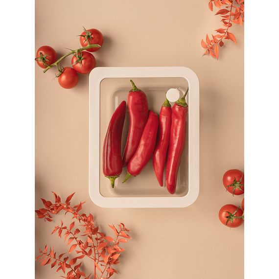 Контейнер для запекания и хранения стеклянный с вакуумным эффектом, 1,4 л, светло-серый, Smart Solutions, фото , изображение 4