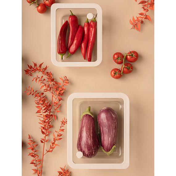 Контейнер для запекания и хранения стеклянный с вакуумным эффектом, 2,6 л, светло-серый, Smart Solutions, фото , изображение 3