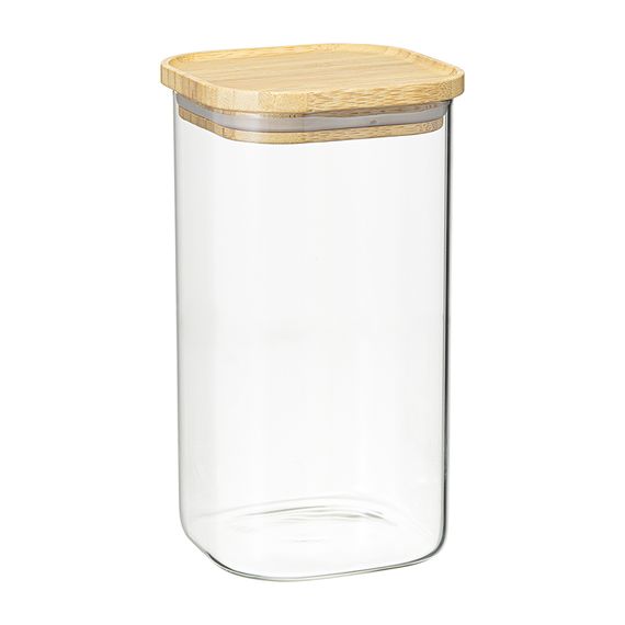 Банка для хранения квадратная Glass Bamboo, 1,4 л, Smart Solutions, фото 