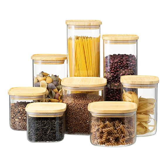 Банка для хранения квадратная Glass Bamboo, 600 мл, Smart Solutions, фото , изображение 7